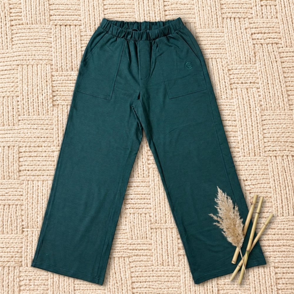 Riko Sport Pant in dark olive green – 31" high-rise bamboo and organic cotton women's pants with pockets | Eco Golden Comfort