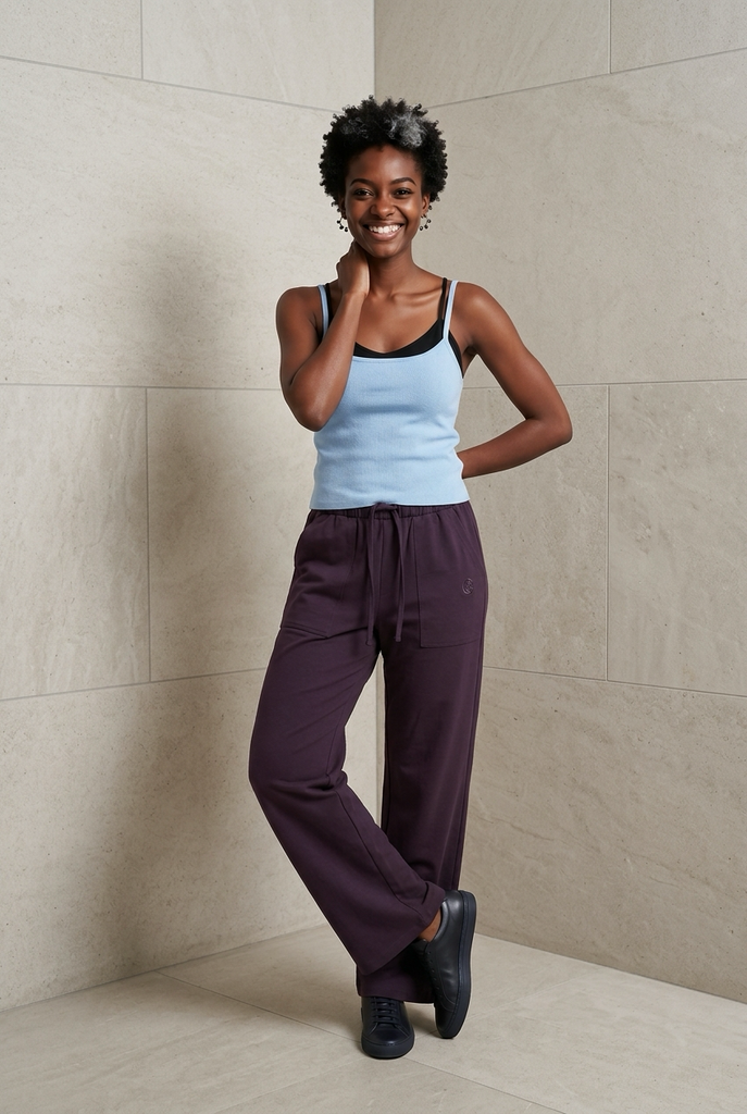 Riko Sport Pant-Bamboo Walking Pants in Plum | Ecogoldencomfort