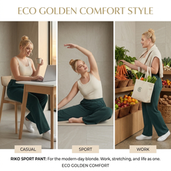 Riko Sport Pant in dark olive green – 31" high-rise bamboo and organic cotton women's pants with pockets | Eco Golden Comfort