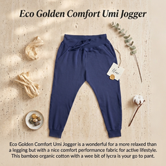 Umi Jogger in navy blue – 27" inseam semi-fitted bamboo, organic cotton and spandex women's jogger | Eco Golden Comfort